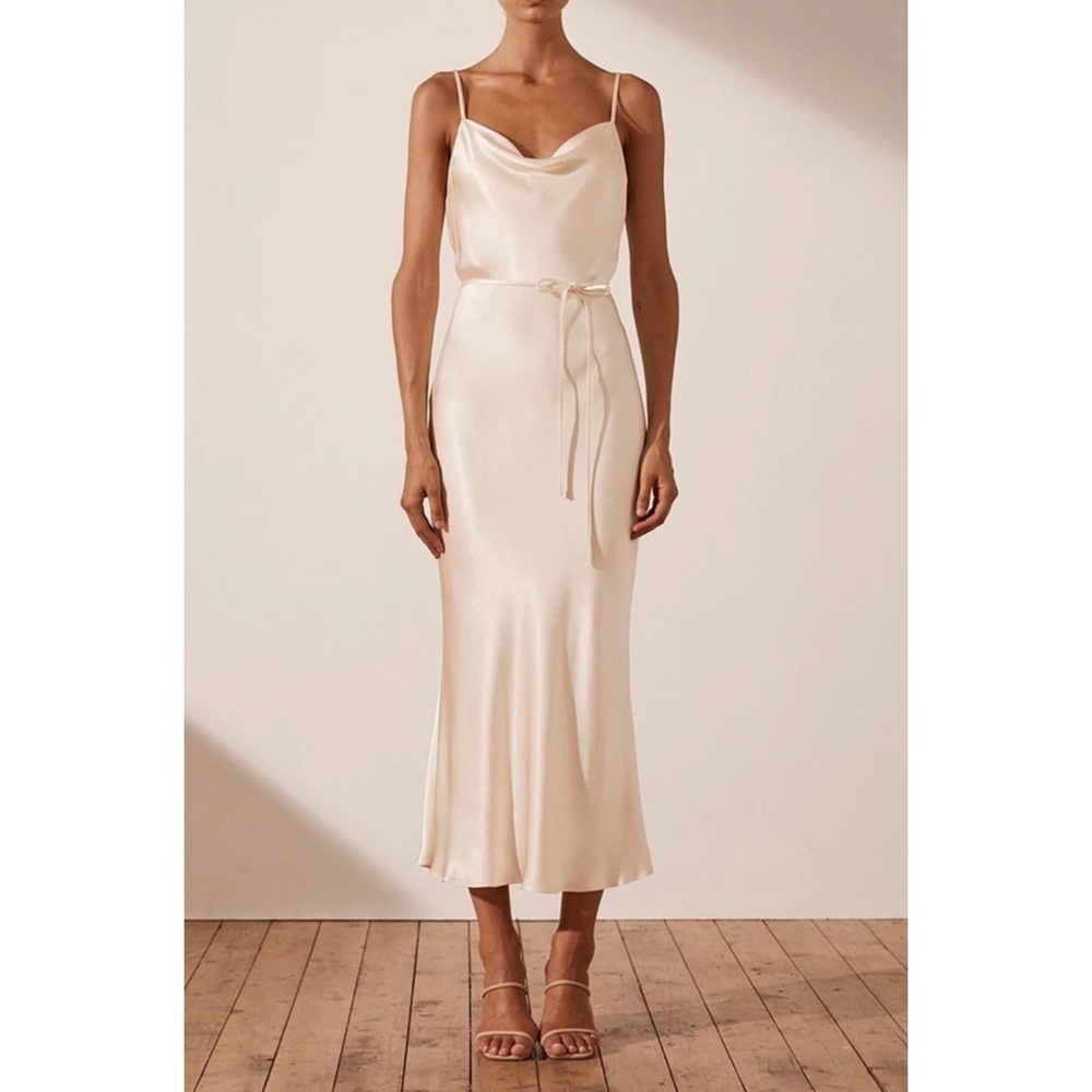Shona Joy La Lune Bias Cowl Midi Dress - Cream